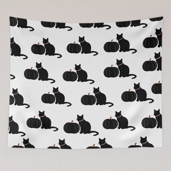 Item preview, Cute Black Cat and Black Pumpkin Pattern designed and sold by SMillustrations.