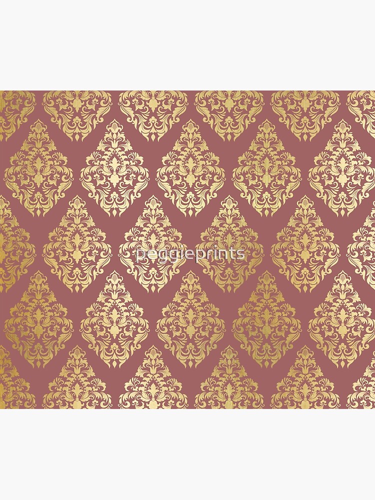 Burgundy rose gold elegant damasque Wrapping Paper by Peggie Prints