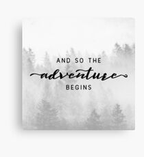 And So The Adventure Begins - Foggy Trees Forest Wall Decor Canvas Print