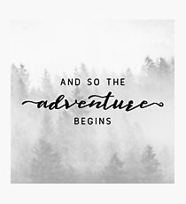 And So The Adventure Begins - Foggy Trees Forest Wall Decor Photographic Print