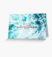 And So The Adventure Begins - Perfect Sea Waves Turquoise Rosegold Greeting Card