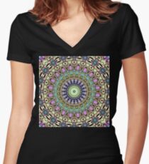 Ornate Kaleidoscope Symmetry Women's Fitted V-Neck T-Shirt