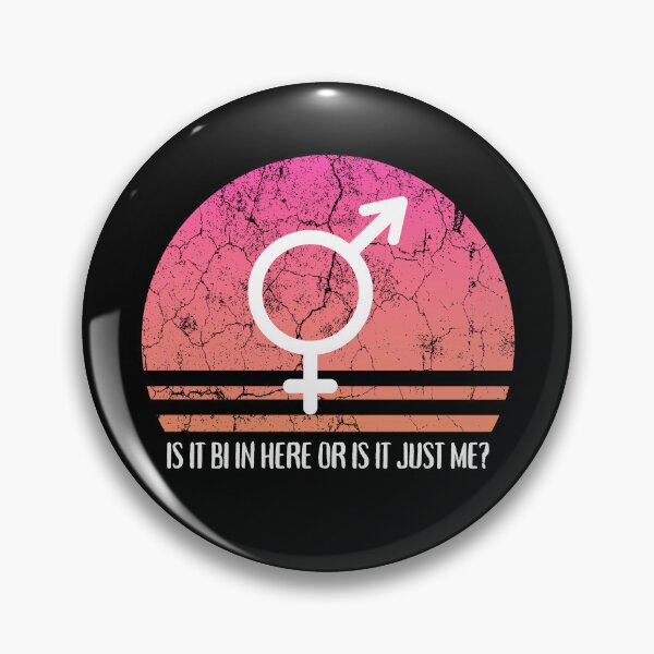 Item preview, Is It Bi In Here Or Is It Just Me Pink Retro Sunset In Black designed and sold by LuckyKermit.