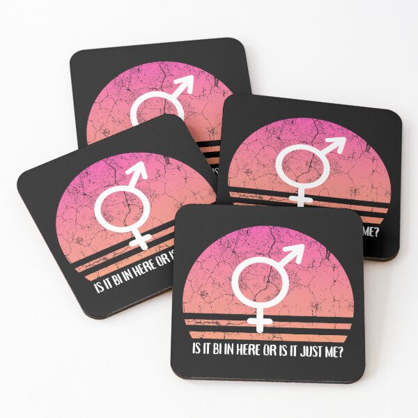 Item preview, Is It Bi In Here Or Is It Just Me Pink Retro Sunset In Black designed and sold by LuckyKermit.