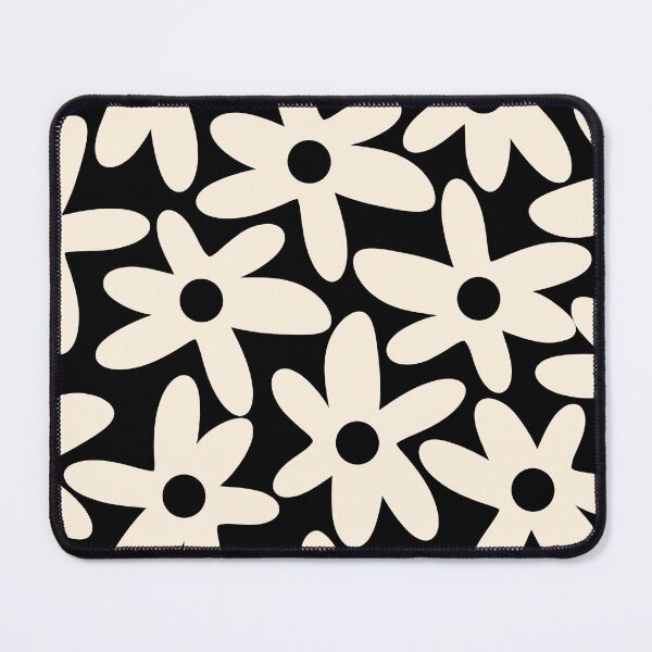 Item preview, Daisy Time Retro Scandinavian Floral Pattern Black Almond Cream designed and sold by kierkegaard.