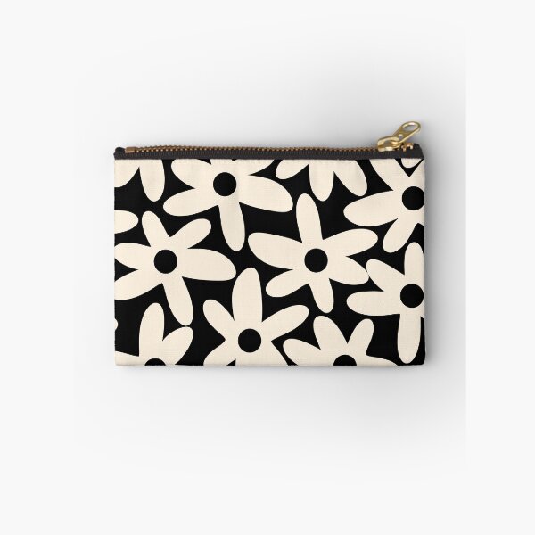 Item preview, Daisy Time Retro Scandinavian Floral Pattern Black Almond Cream designed and sold by kierkegaard.