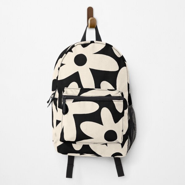 Item preview, Daisy Time Retro Scandinavian Floral Pattern Black Almond Cream designed and sold by kierkegaard.