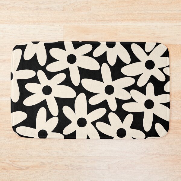 Item preview, Daisy Time Retro Scandinavian Floral Pattern Black Almond Cream designed and sold by kierkegaard.
