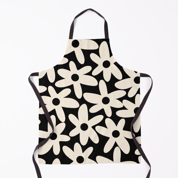 Item preview, Daisy Time Retro Scandinavian Floral Pattern Black Almond Cream designed and sold by kierkegaard.
