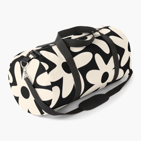 Item preview, Daisy Time Retro Scandinavian Floral Pattern Black Almond Cream designed and sold by kierkegaard.