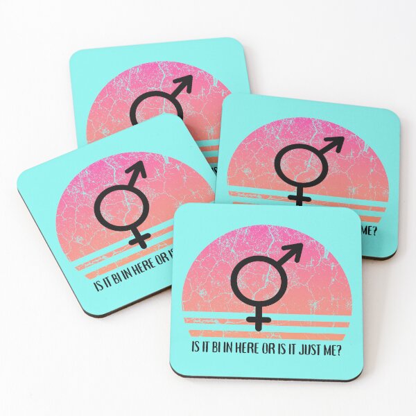 Item preview, Is It Bi In Here Or Is It Just Me Pink Retro Sunset In Cyan designed and sold by LuckyKermit.