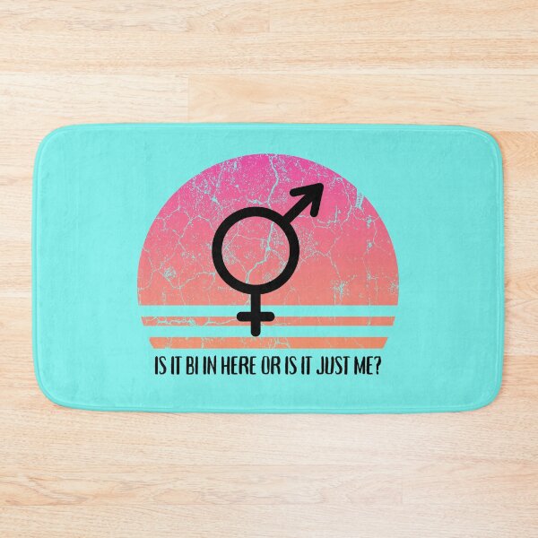 Item preview, Is It Bi In Here Or Is It Just Me Pink Retro Sunset In Cyan designed and sold by LuckyKermit.