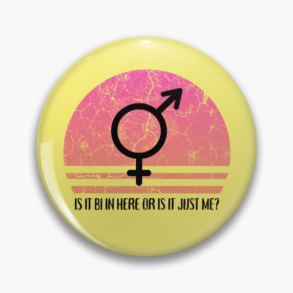 Item preview, Is It Bi In Here Or Is It Just Me Pink Retro Sunset In Yellow designed and sold by LuckyKermit.