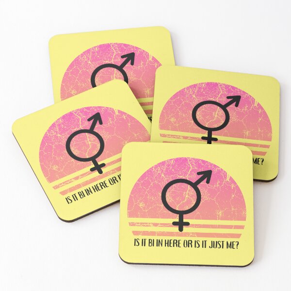 Item preview, Is It Bi In Here Or Is It Just Me Pink Retro Sunset In Yellow designed and sold by LuckyKermit.