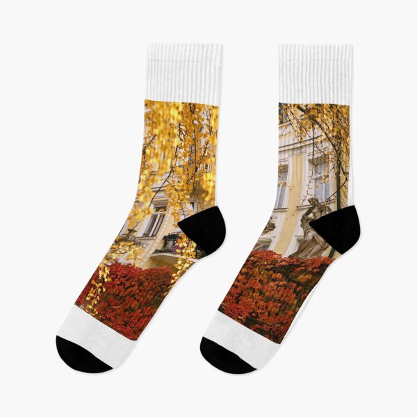 Item preview, old statues and autumn foliage in park Vienna  designed and sold by goceris.