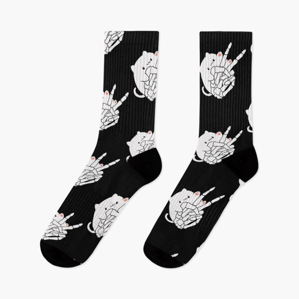 Item preview, I love cat and cute spooky halloween scary ghost skeleton hand bones peace sign designed and sold by Annisa Yuwanda.