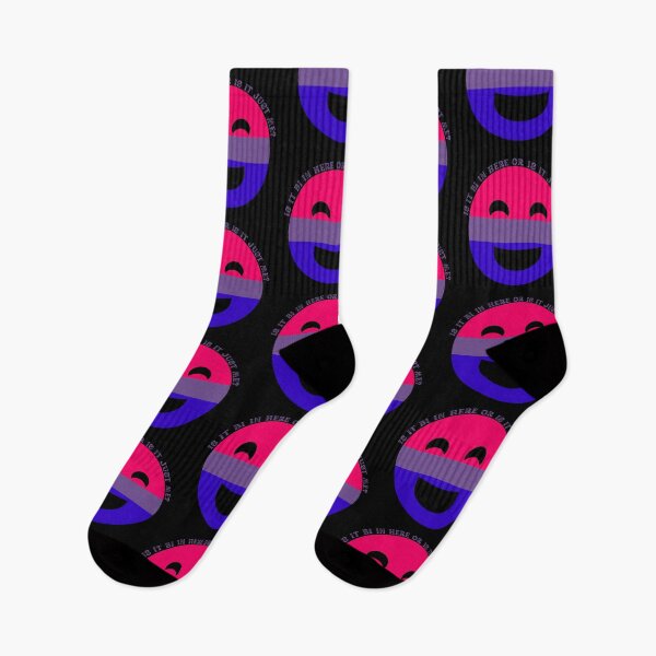 Item preview, Is It Bi In Here Or Is It Just Me Bisexual Smiley Face In Black designed and sold by LuckyKermit.