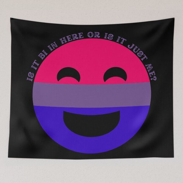 Item preview, Is It Bi In Here Or Is It Just Me Bisexual Smiley Face In Black designed and sold by LuckyKermit.