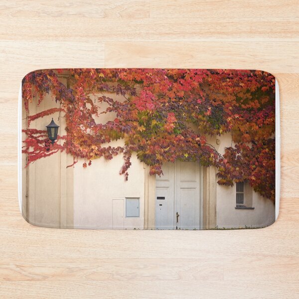 Item preview, the wall of an old house covered with creeper leafs autumn season designed and sold by goceris.