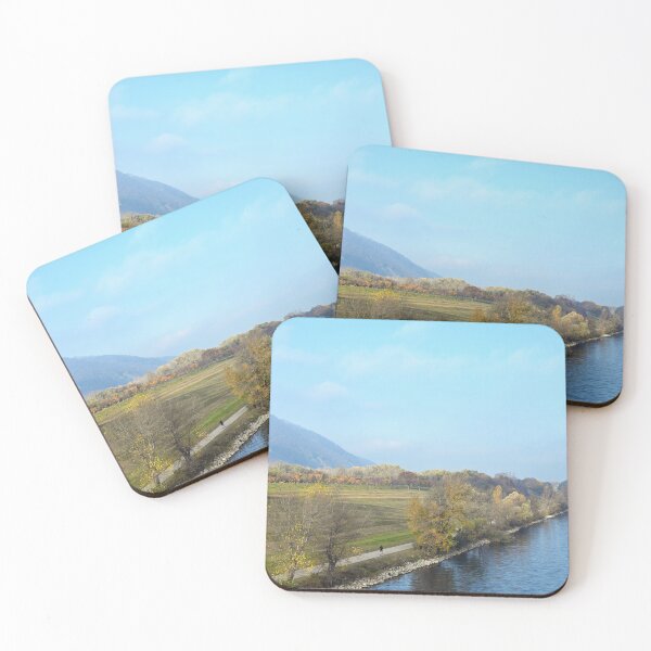 Item preview, Leopolds Church on top of the Leopoldsberg and Danube river in morning landscape designed and sold by goceris.