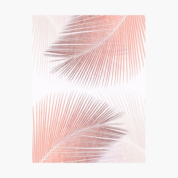 Palm leaf synchronicity - rose gold Photographic Print