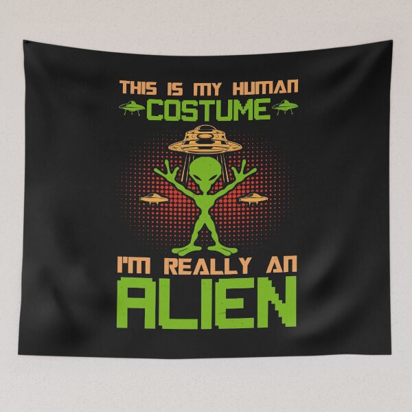 Item preview, This is my Human Costume Alien T shirt and Stickers designed and sold by MamaNeeaDesigns.