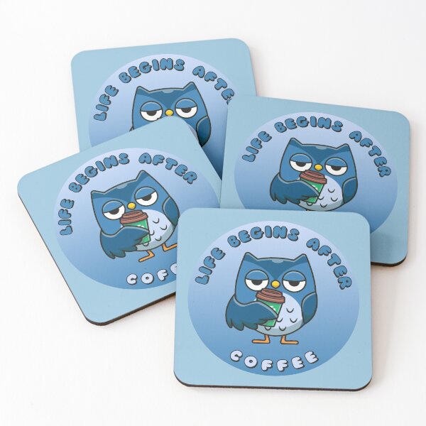 Item preview, Life Begins After Coffee Caffeinated Owl Blue designed and sold by everything4eva.