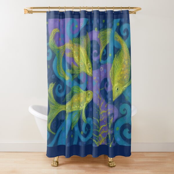 Golden Fish, Pisces, Underwater , Water Animals Shower Curtain