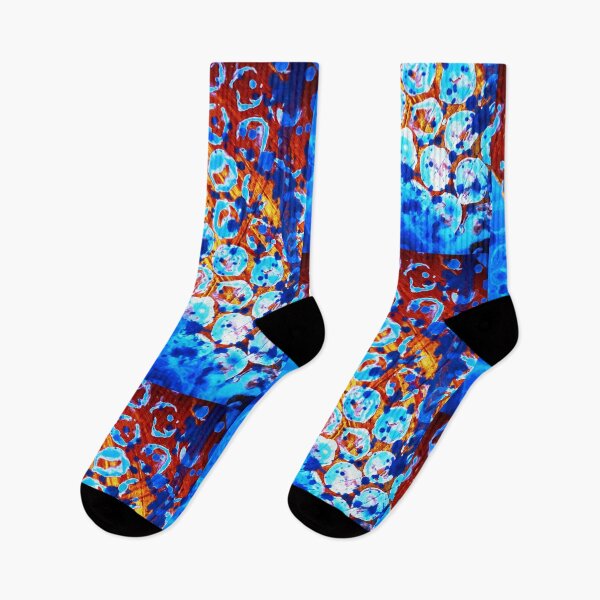 Item preview, Bright blue and orange dot pattern  designed and sold by Grey Robinson.