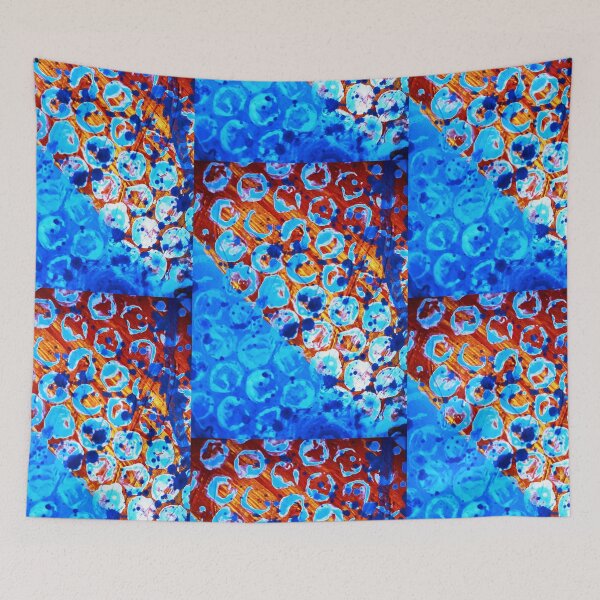 Item preview, Bright blue and orange dot pattern  designed and sold by Grey Robinson.