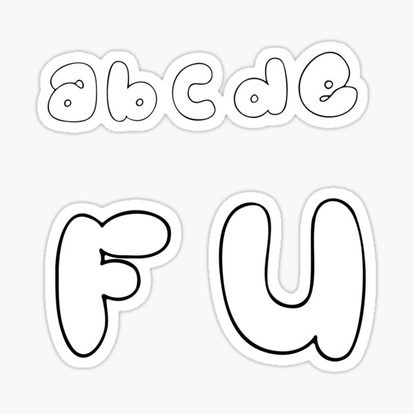 Abcde Bubble Letters Sticker For Sale By Gandalfnz Redbubble 7230