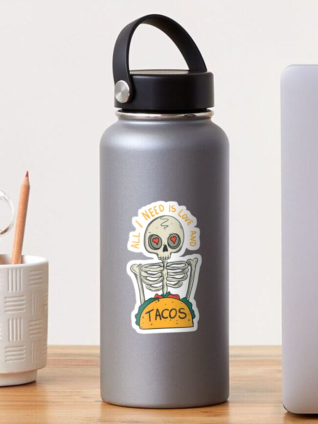 Thumbnail 1 of 3, Sticker, All I need is love and tacos designed and sold by jess1586.