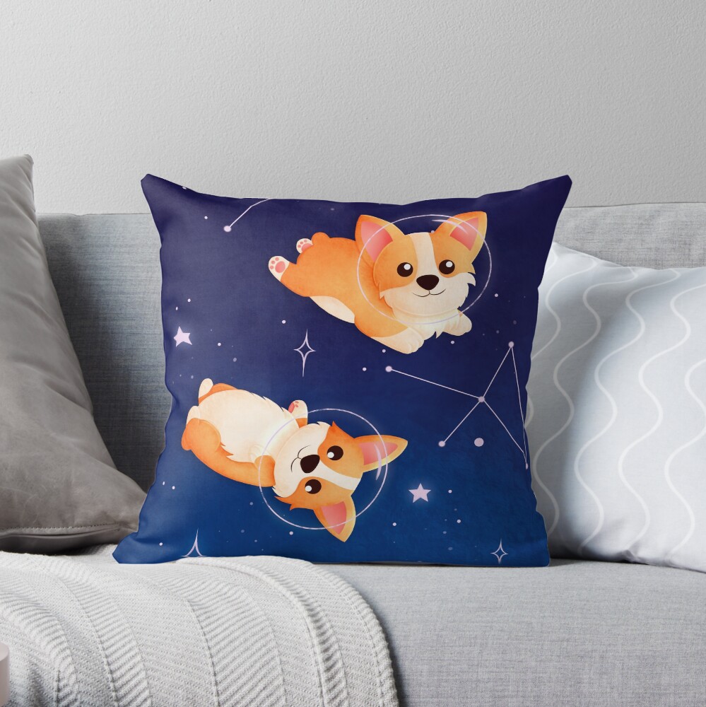 Corgi in Space Throw Pillow