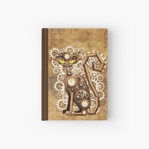 Cat Steampunk Vintage Retro Style Machine Hardcover Journal