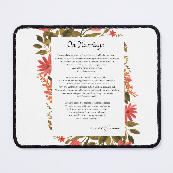 Item preview, On Marriage, from The Prophet, by libanese author Gibran Khalil Gibran - Romantic Love Book quote with author signature designed and sold by Storyphyle.
