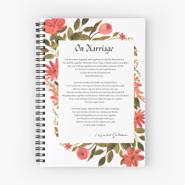 Item preview, On Marriage, from The Prophet, by libanese author Gibran Khalil Gibran - Romantic Love Book quote with author signature designed and sold by Storyphyle.