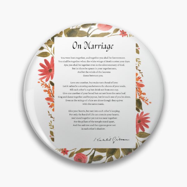Item preview, On Marriage, from The Prophet, by libanese author Gibran Khalil Gibran - Romantic Love Book quote with author signature designed and sold by Storyphyle.