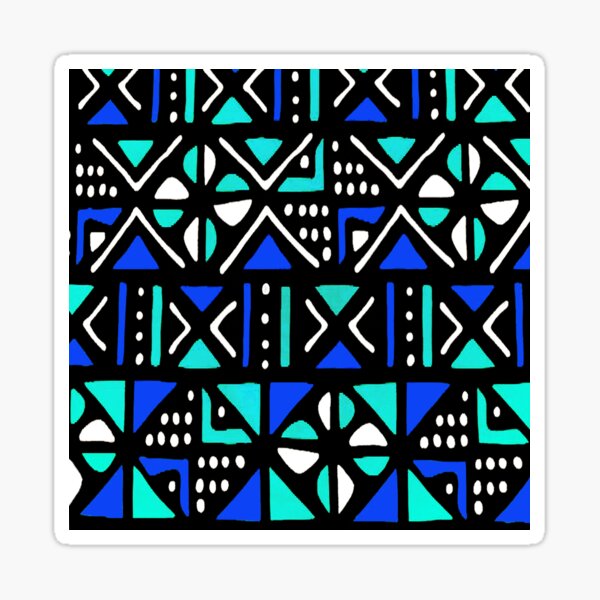 Turquoise Green and Blue Bogolan African Pattern Sticker