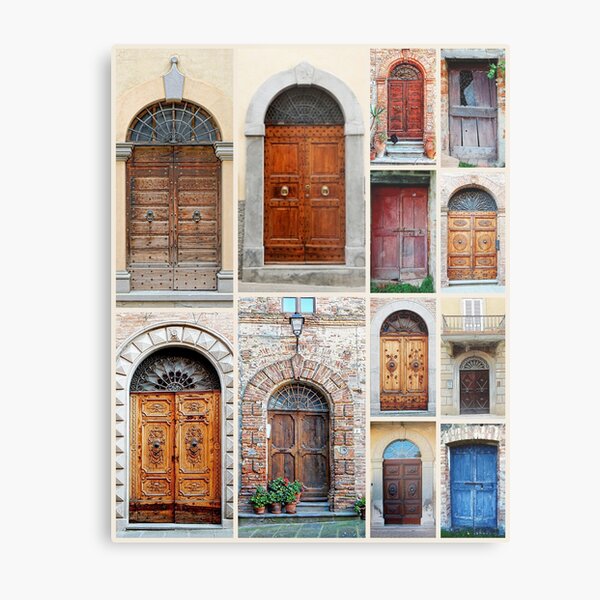 Italian Wooden Door Collage Metal Print
