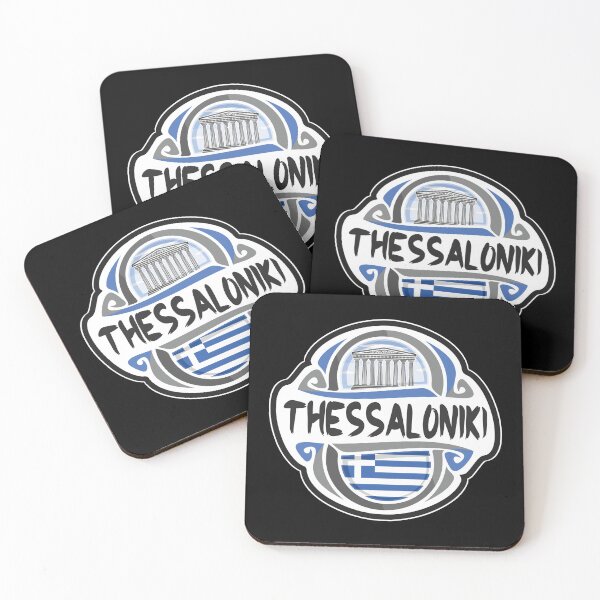 Artikelvorschau, Thessaloniki Greece Flag Badge Travel Souvenir Stamp entworfen und verkauft von TeeHome.
