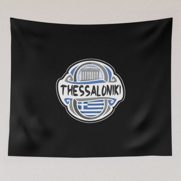 Item preview, Thessaloniki Greece Flag Badge Travel Souvenir Stamp designed and sold by TeeHome.