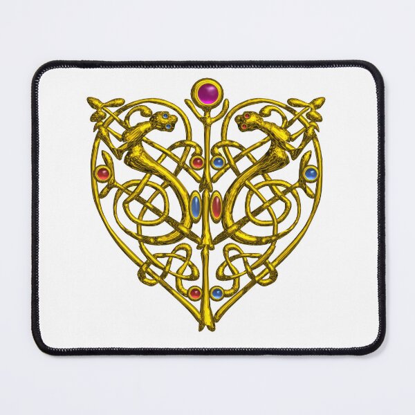 Item preview, HYPER VALENTINE / GOLD CELTIC KNOT HEART WITH LIZARDS IN WHITE by Bulgan Lumini designed and sold by BulganLumini.