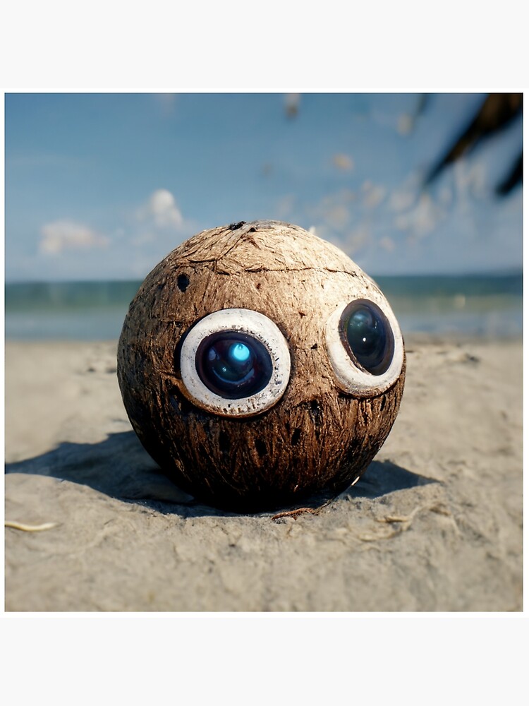 Funny coconut with big googly eyes Art Board Print for Sale by