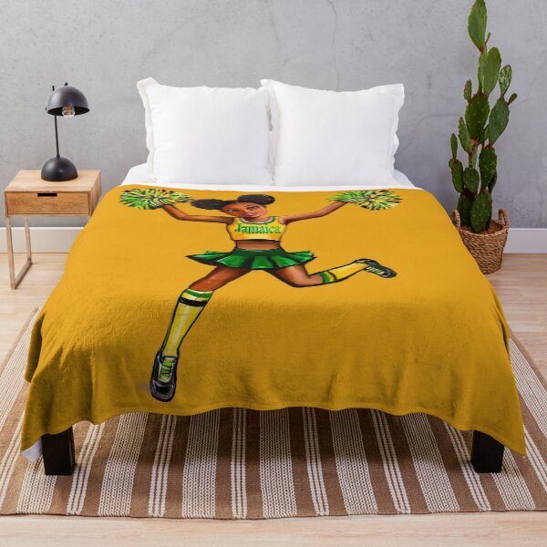 Item preview, jamaican Inspirational motivational affirmation Cheer leader with Pom poms - Cheer Squad - anime girl cheerleader with Afro hair in puffs, brown eyes and dark brown skin side profile. Hair love ! designed and sold by Artonmytee.