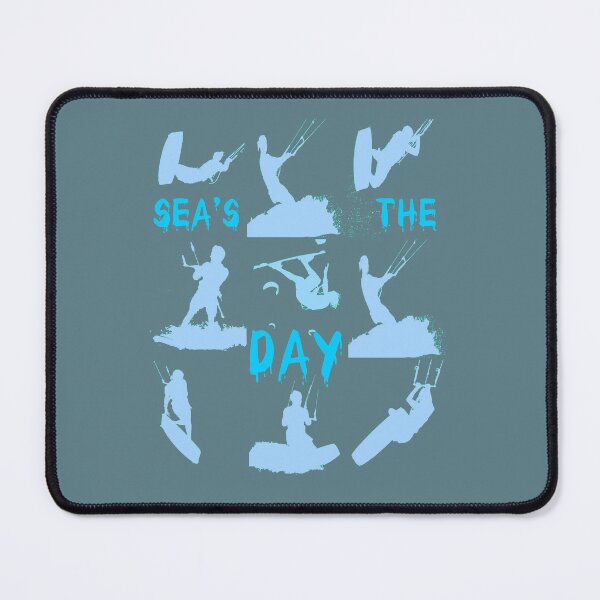 Item preview, Kiteboarder Silhouette Montage Seas The Day Blue designed and sold by taiche.
