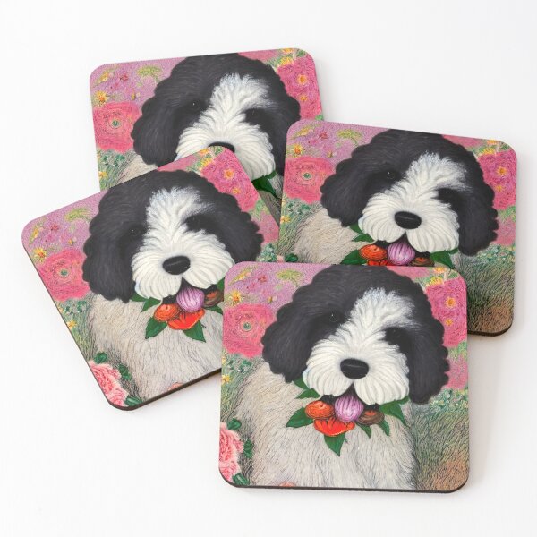 Item preview, Old English Sheepdog Puppy Flower Power designed and sold by DiscoGypsyFish.