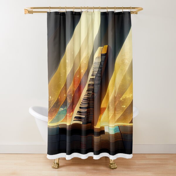 Golden Keyboards Shower Curtain