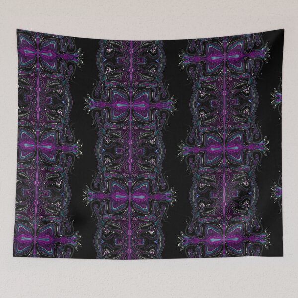 Item preview, Electro Marbled Swirl Neon Purple Teal Firelight Glow Pattern on Black designed and sold by ArticLotusShop.