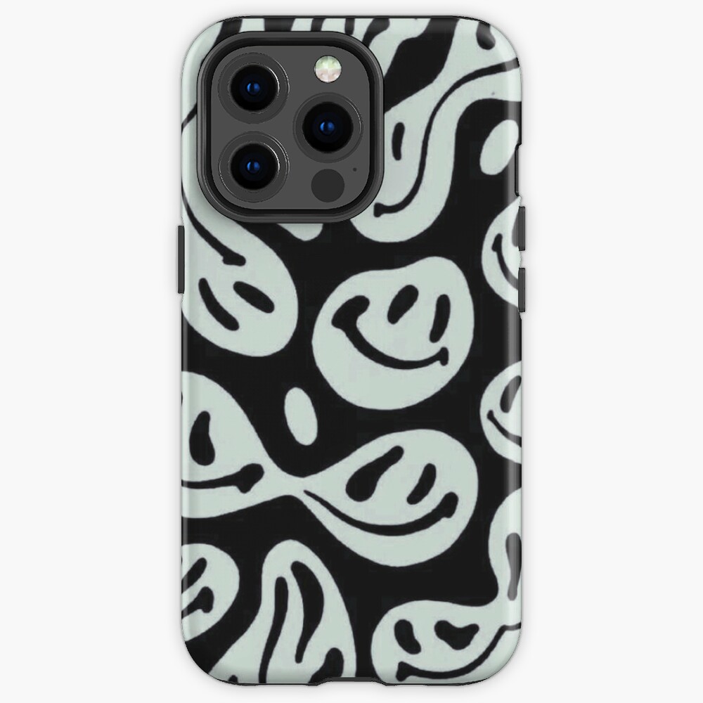 1pc Black & Purple Checked Smiling Face Pattern Phone Case