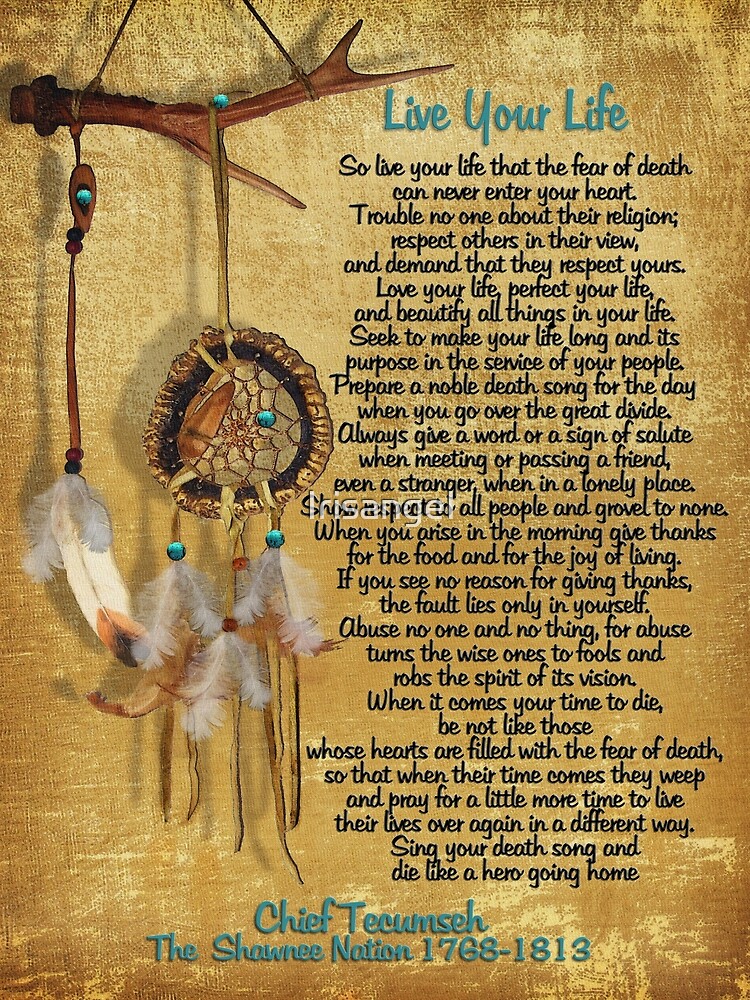Live Your Life by Chief Tecumseh dream catcher by Irisangel, Redbubble